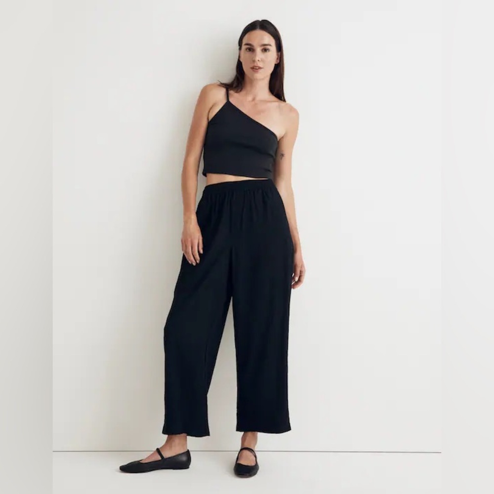 NWOT Madewell Crinkled Crepe Straight-Leg Crop Pants Black - XS